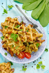 Potato cheese chilli Belgian waffles