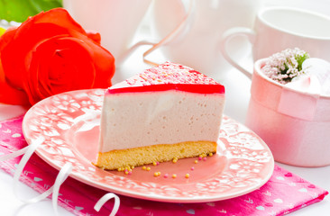 Mousse cake with berry jelly