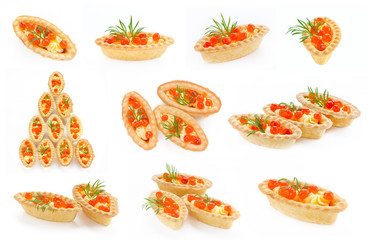 Tartlets with red caviar