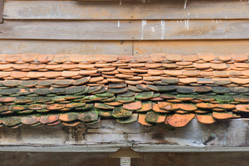 The broken roof have damage with natural effect.