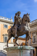 Fototapeta na wymiar Equestrian statue of Marcus Aurelius, Rome, Italy.