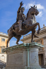 Equestrian statue of Marcus Aurelius, Rome, Italy.