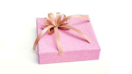 Pink gift box on a white background.