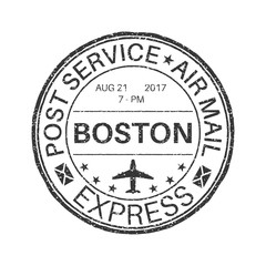 Black round BOSTON postmark for envelope