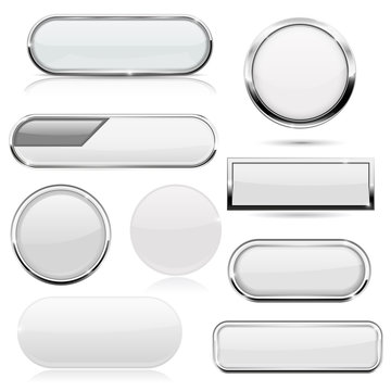 White 3d buttons with metal frame