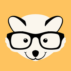 raccoon in glasses vector illustration flat style front