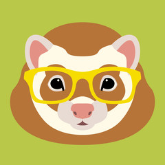 ferret in glasses vector illustration flat style front