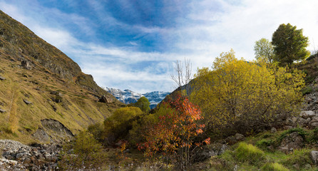 view of the cirque of Troumouse in the Pyrenees mountains