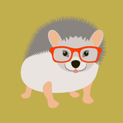 hedgehog in glasses vector illustration flat style front