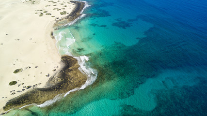aerial view of coast, glas beach, fuerteventura, canary islands