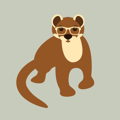 weasel in glasses vector illustration flat style front