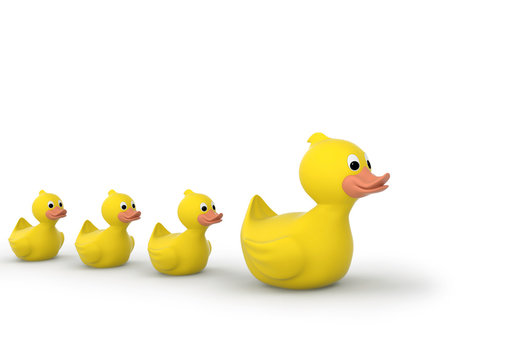 Rubber duck family with clipping path