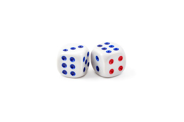 Dice on a white background. Playing bones.