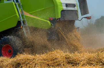 combine harvester on a wheat field