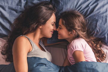 Mom and daughter at home