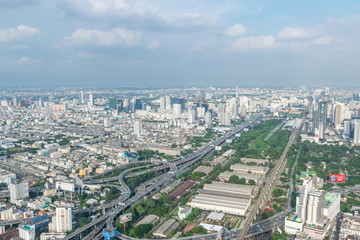 Naklejka na ściany i meble Cityscape with expressway and traffic of Bangkok