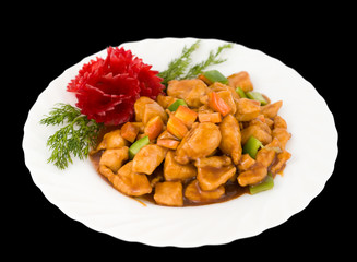 Chinese food. Sweet pork, clipping path.