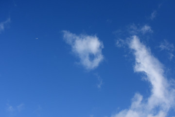 青空と雲と飛行機「雲の風景」
