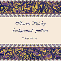 Abstract vintage pattern with decorative flowers, leaves and Paisley pattern in Oriental style.