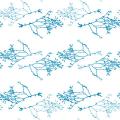 Floral vector seamless pattern with a herbal twig.