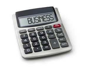 Calculator with the word business on the display