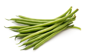 Green beans isolated on a white background.