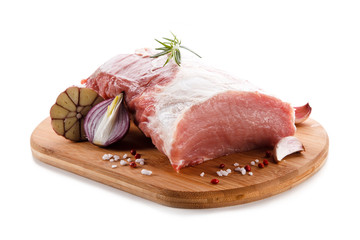 Fresh raw pork on cutting board