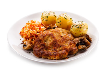 Fried pork chop with vegetables
