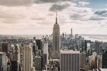 Fototapeta na wymiar Cityscape. View of New York city skyline. Downtown Manhattan.