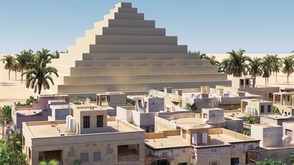 Arab town in Middle East, 3d rendering