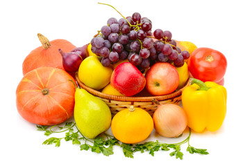 Naklejka na ściany i meble fruit and vegetable isolated on a white background