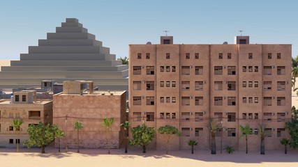 Arab town in Middle East, 3d rendering