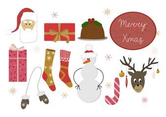 Vector collection of flat Christmas objects isolated on white background. Vector collection of flat Christmas objects isolated on white background.