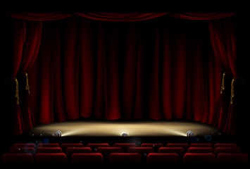 Theatre Stage with Theater Curtains