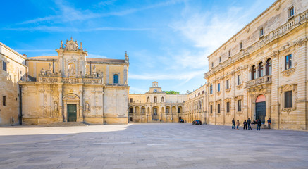 Fototapeta na wymiar Duomo Square in Lecce, Puglia, southern Italy.
