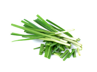 Fresh leeks isolated on white background