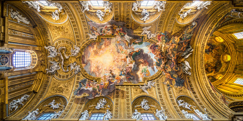 Ceiling in Church of the Jesus in Rome, Italy. 