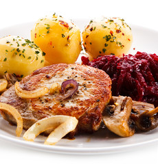 Fried pork chop with potatoes