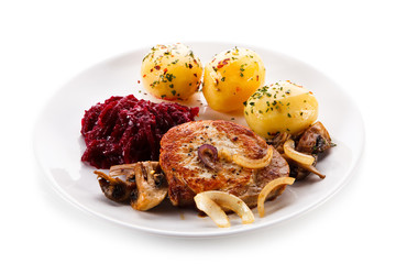 Fried pork chop with potatoes