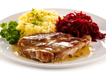 Grilled meat with potatoes