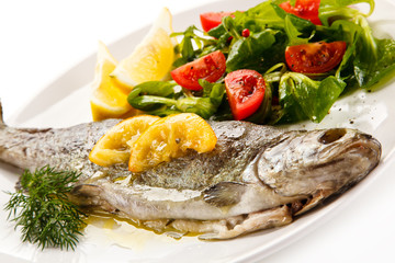 Fish dish - roasted trout with vegetables