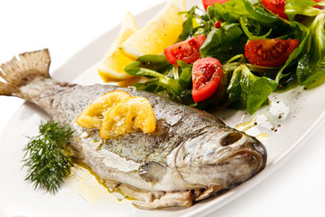 Fish dish - roasted trout with vegetables