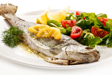 Fish dish - roasted trout with vegetables