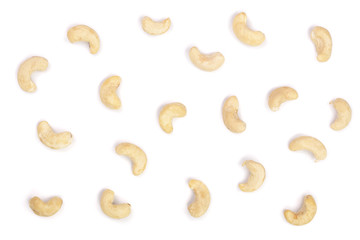 cashew nuts isolated on white background. top view. Flat lay pattern
