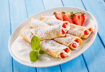 Sweet crepes with fruits