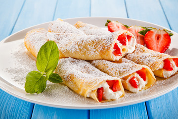 Sweet crepes with fruits