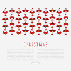 Christmas concept with funny Santa Claus and place for text. Modern vector illustration in flat style.