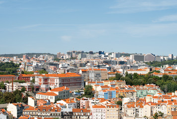 Fototapeta na wymiar View of old city and modern city of Lisbon.
