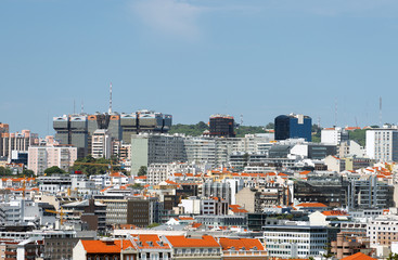 View of old city and modern city of Lisbon.