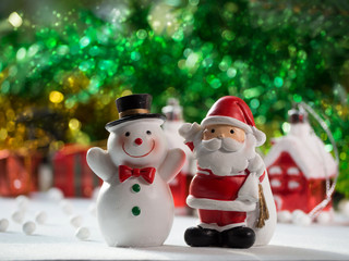 Fototapeta na wymiar Cute Santa Claus with christmas props for celebrate christmas time